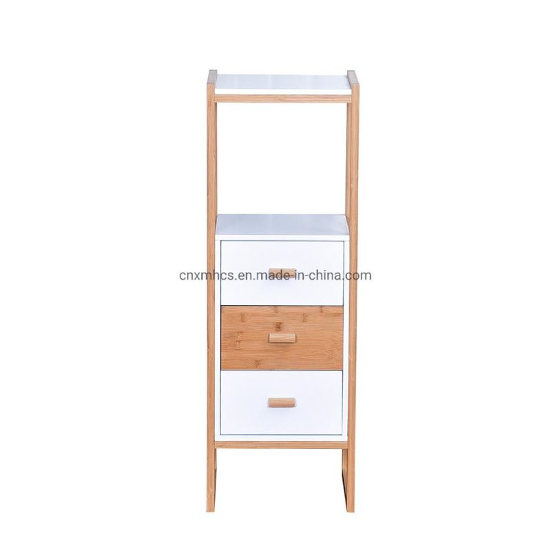 Wooden Bedroom Cabinet Side Cabinet with Drawers, Storage Shelves Bathroom Living Room Display Rack