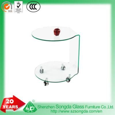 12mm Clear Bent Glass Modern Glass Side Table, Lamp Table