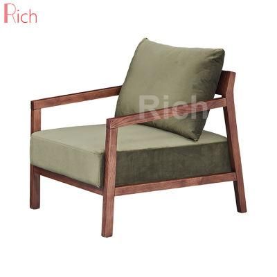 Modern Design Living Room Armchair Velvet Upholstered Wood Chair