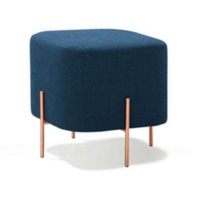 Nordic Design Gold Metal Leg Velvet Stool and Ottoman Sofa Foot Stool for Living Room