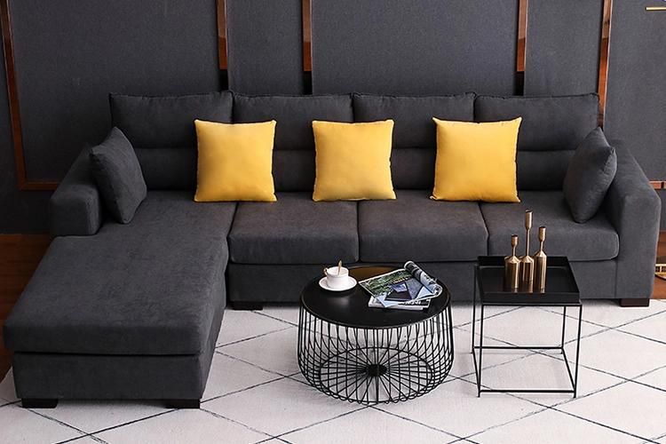 Nordic Style Black Fabric Sofa Set Furniture Soft Sectional Couch Living Room Sofas