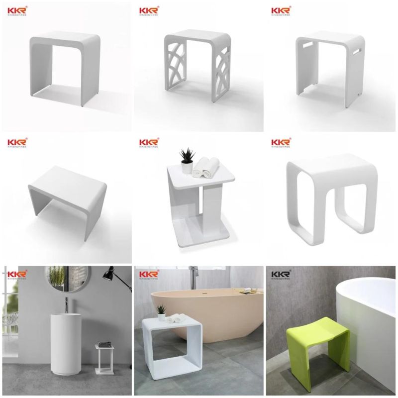 White Solid Surface Vanity Stool Bench for Bedroom, Bathroom Shower Seat Stool