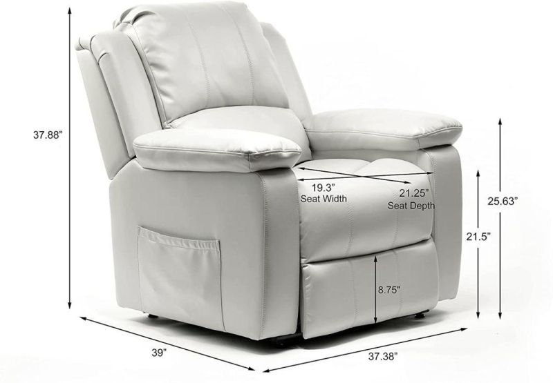 Jky Furniture Adjustable Leather Power Recliner Chair with Massage and Heating Functions for Living Room