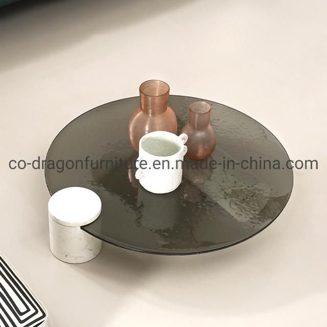 2021 New Design Furniture Marble Coffee Table with Glass Top