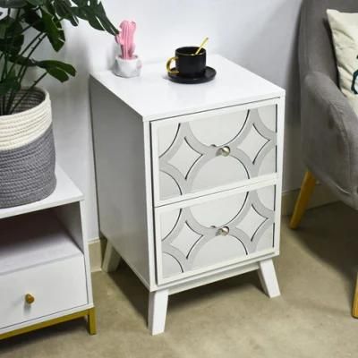 Hot Sale Rectangle Designer Side Table Tables Two Drawers Bedroom Furniture