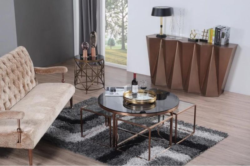 Modern Coffee Table with Stainless Steel Base for Home Restaurant Furniture