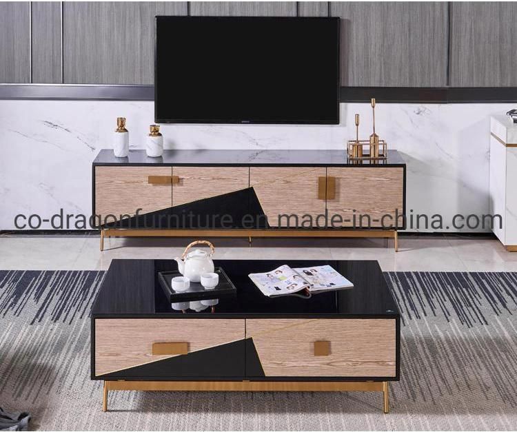 Fashion Living Room Furniture Steel Coffee Table with Marble Top