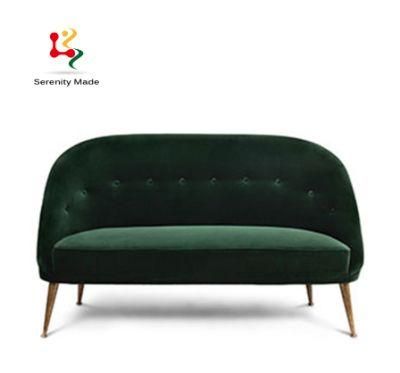 Modern Home Furniture Green Upholstered Metal Legs 2 Seats Couch Sofa