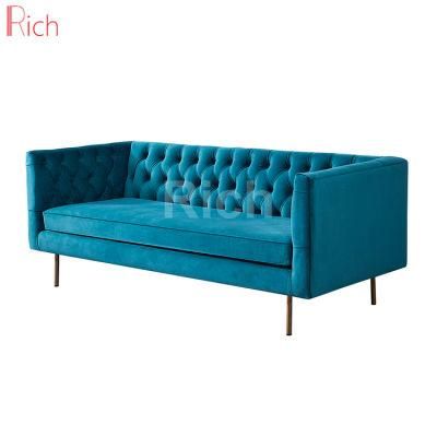 Foshan Home Decor Leisure Furniture Blue Modern Sofa Velvet