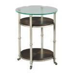 Modern Living Room Tempered Glass Steel Round Side Table with Wheels Castors