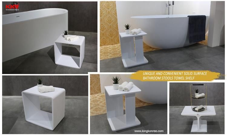 Hotel Moulded Bathroom Solid Surface Artificial Stone Shower Vanity Seats Corian Stool