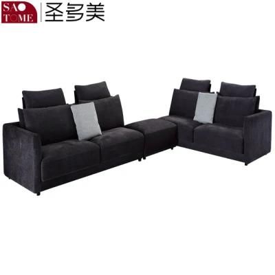 Living Room Furniture Black 4 Seat Fabric Chesterfield Sofa