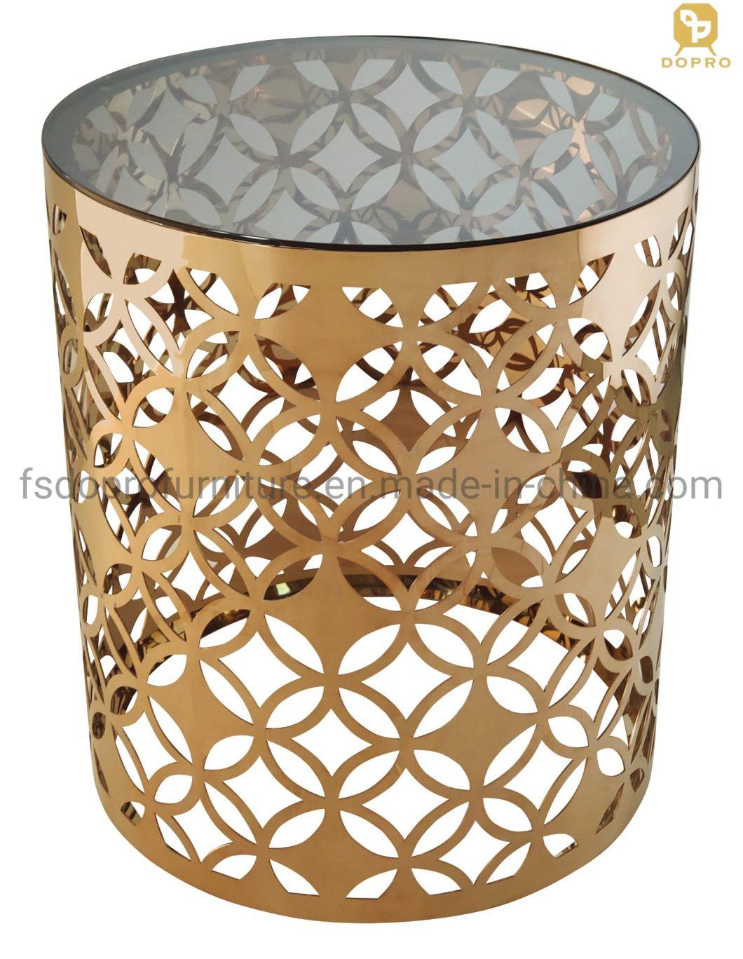 Modern Titanium Gold Luxury Living Room Side Lamp End Table-Fa01