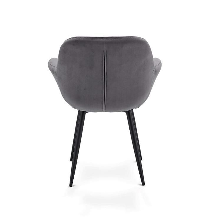 Dark Grey Velvet Metal Legs Living Room Single Sofa Chair