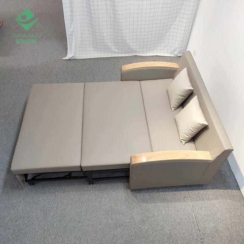 Modern Wooden Folding Chair Sleeper Doulbe Seat Sofa Bed Living Room Multi-Function Divan