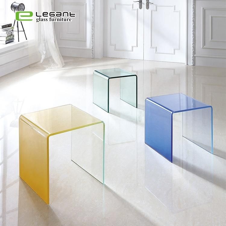 Bent Transparent Color Glass Coffee Table Design