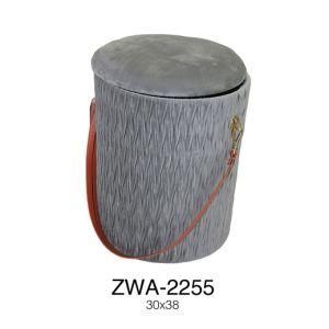 Yiya Grey Round Storage Stool Ottoman