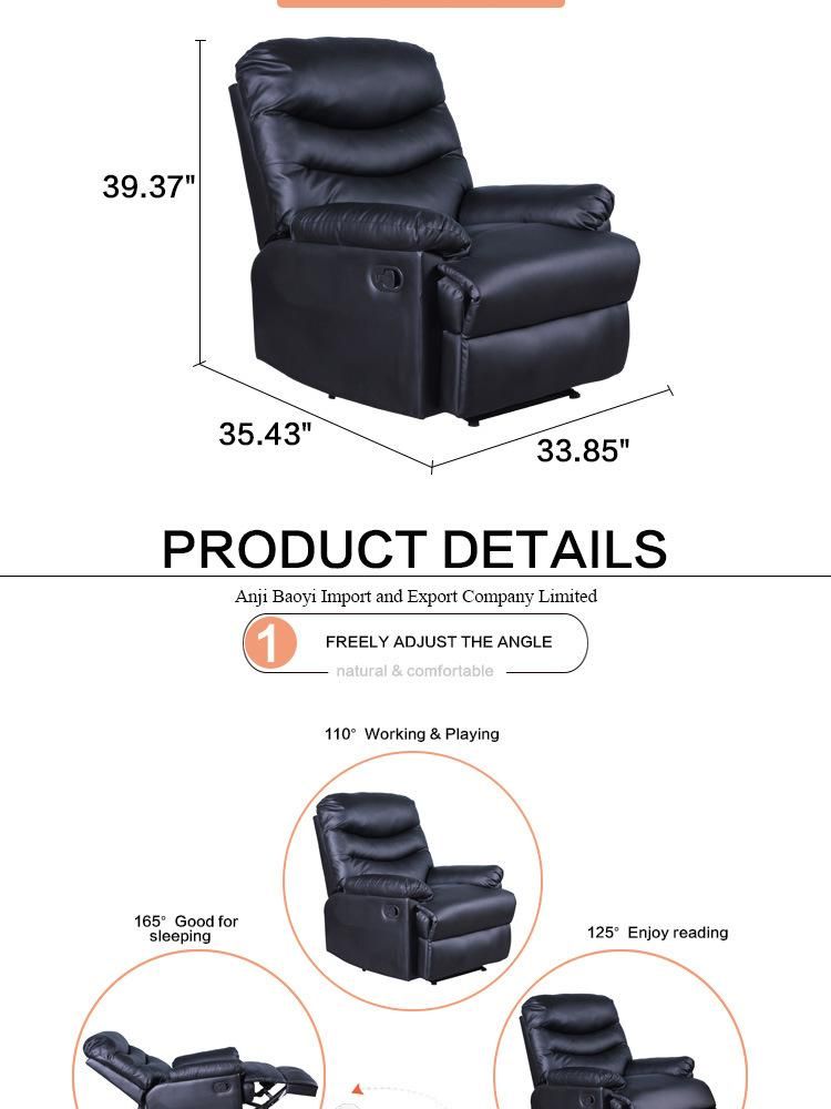 Black PU Leather Popular Style Living Room Recliner Sofa