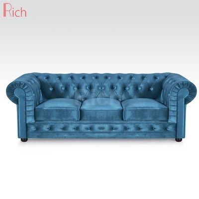 New Design Modern Classic Designer Velvet Fabric Chesterfield Sofa Set