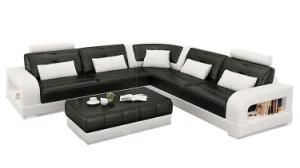 Fashion Leather Sofa Italian Style Furniture Black Corner Sofa U Shaped Sectional Sofa