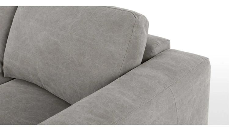 Living Room Furniture Washed Grey Cotton Modern Lounge 3 Seater Sofa Velvet