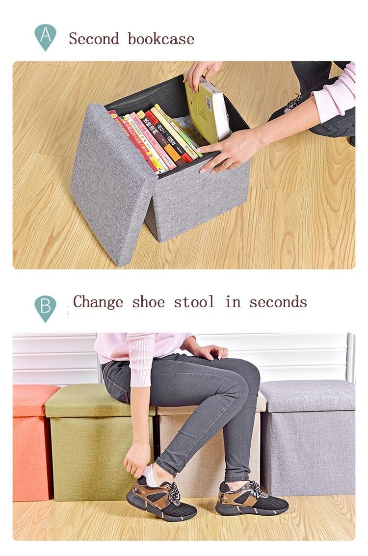 Selles De Stockage De Pliage Multifunctional Folding Storage Stool Leather Upholstered Home Furniture Fold Box Chair Footstool