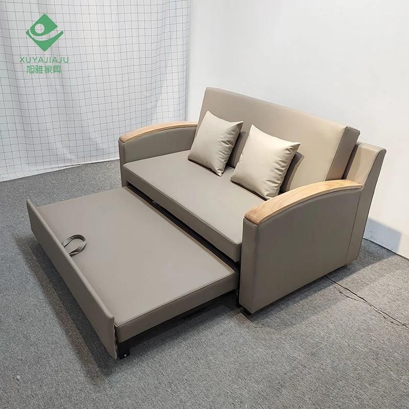 Modern Wooden Folding Chair Sleeper Doulbe Seat Sofa Bed Living Room Multi-Function Divan