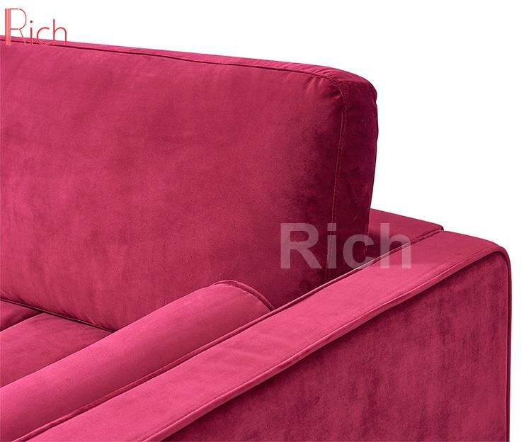 Modern Furniture Living Room Red Fabric Velvet Covers Sofa Design