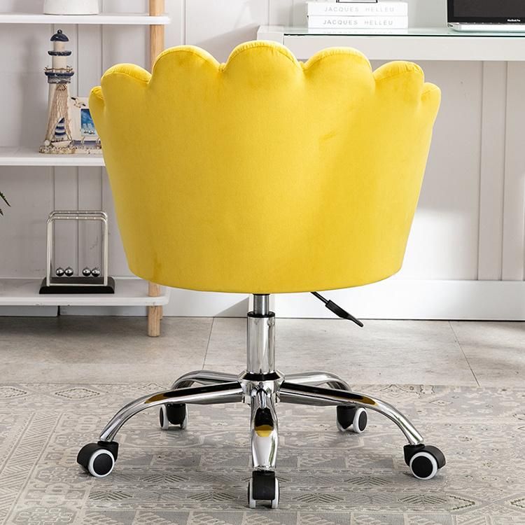 Home Comfortable and Sedentary Cute Velvet Chaises Salle a Manger Metal Frame Swivel Chair