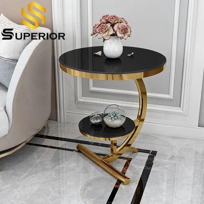 2020 New Marble Simple Metal Side Table Gold Legs