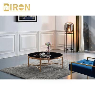 China Wholesale Home Living Room Furniture Modern Rose Gold Stainless Steel Coffee Table