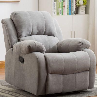 Light Gray Color High Quality Home Furniture Manual Recliner Sofa Comfortable and Durable Fabric Sofa Living Room Sofa Functional Office Chair