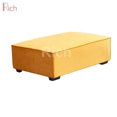 Modern Furniture Square Yellow Fabric Velvet Sofa Footstool Ottoman Big Size for Living Room