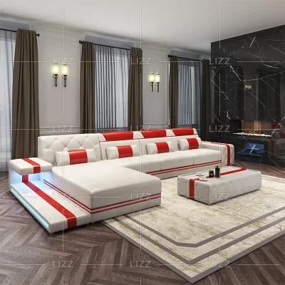 Leisure L Shape Sofa European Modern Design Functional LED Home Living Room Furniture Sofa