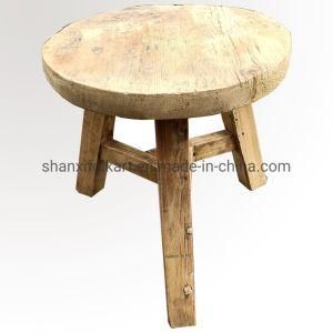 Chinese Reclaimed Elm Wood Pine Wood Round Stool