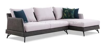 Leather Frame Fabric Cover Sofa Living Room L Shape Sofa