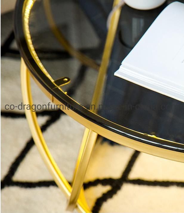 New Design Modern Furniture Steel Coffee Table with Glass Top