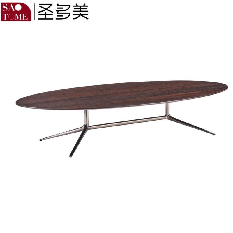 European Style Simple Hotel Family Living Room Rock Plate Elliptic Table