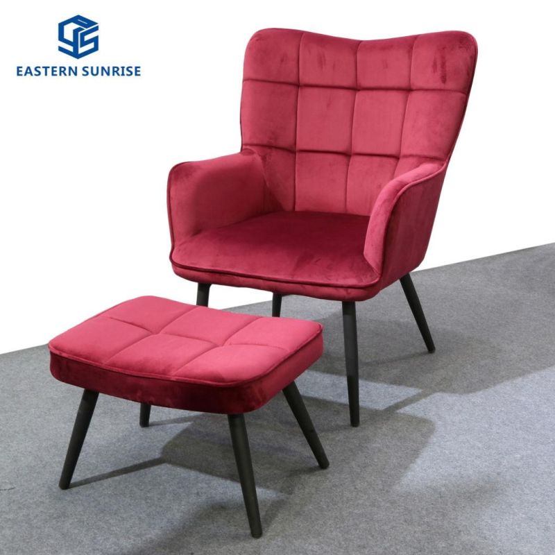 Fashion Design Factory Price Single Sofa Chair with Ottoman