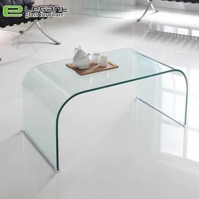 Modern Bent Clear Glass Top Coffee Table