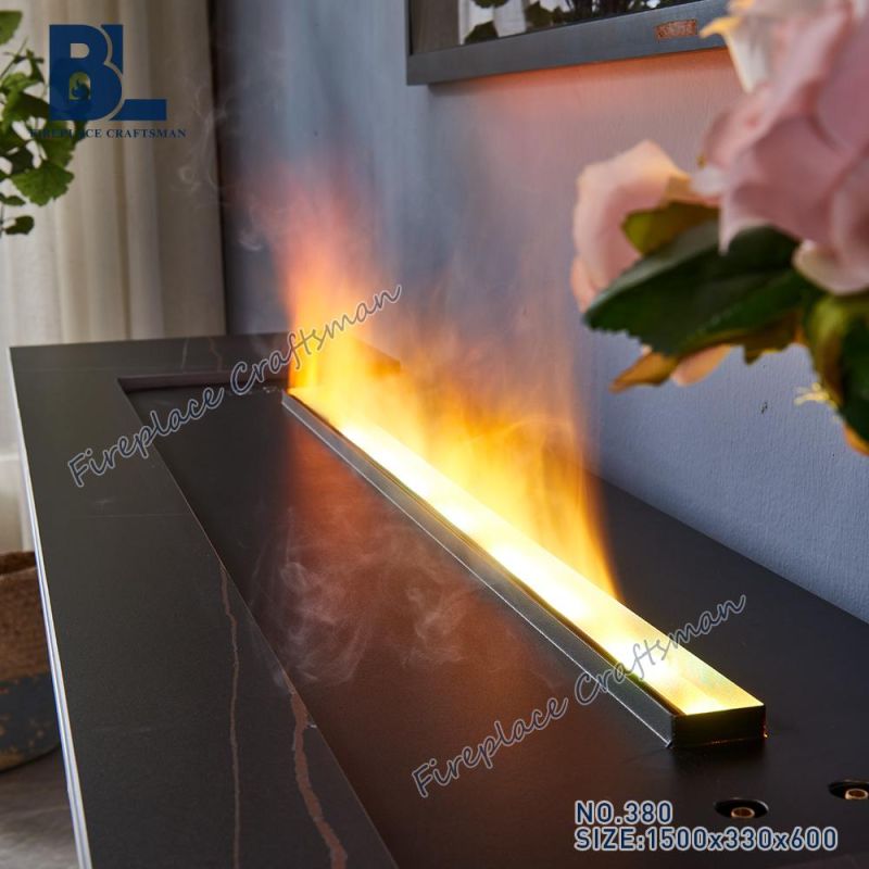 White Wooden Mantel Electric Fireplace Surrounds TV Stand with Black Marble Top