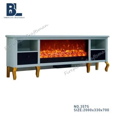 Modern Home Furniture Appliance Hot Sale Natural Marble Cabinet TV Stand with Electric Fireplace for Home Using