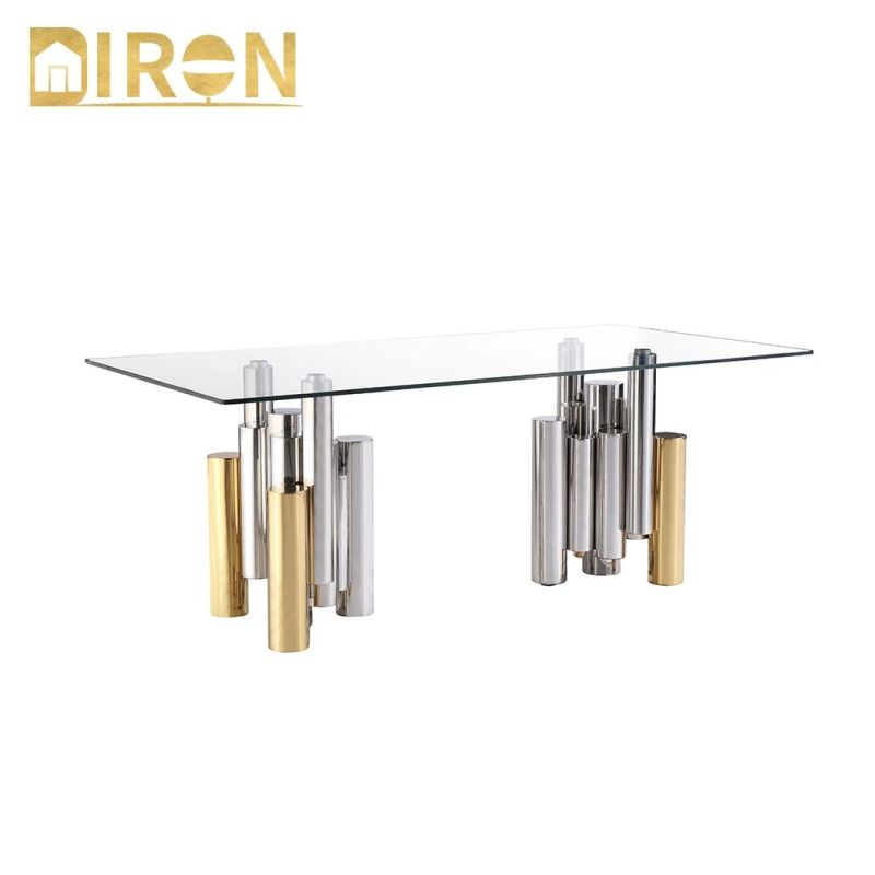 2021 New Style Modern Design Hot Sale Stainless Steel Glass Coffee Table