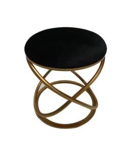 Black Velvet Fashion Modern Iron Chair Stool Upholstered Dressing Seat