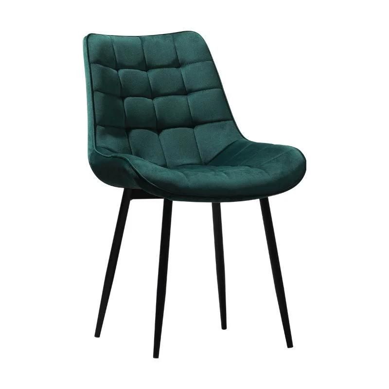 Nordic Cafe Chair Europe Design Luxury Velvet Chair Living Room Upholstered Chair with Metal Leg