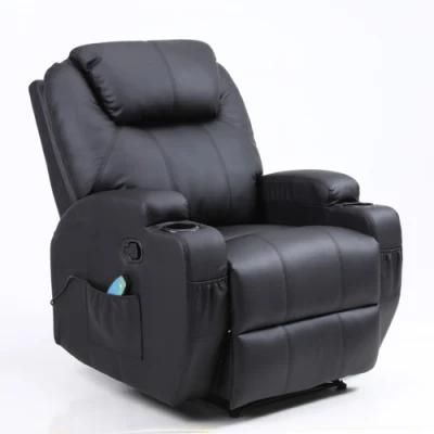 European Modern Sectional Leisure Living Room Home Furniture PU Leather Manual Recliner Sofa with 8 Point Massage Chair