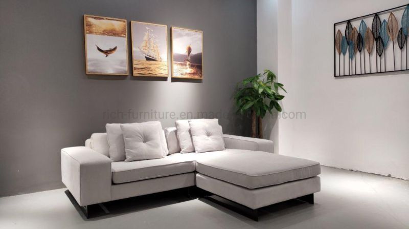 Modern Home Living Room Sectional Sofa L Shape Leather Sofa Fabric Corner Hotel Sofa