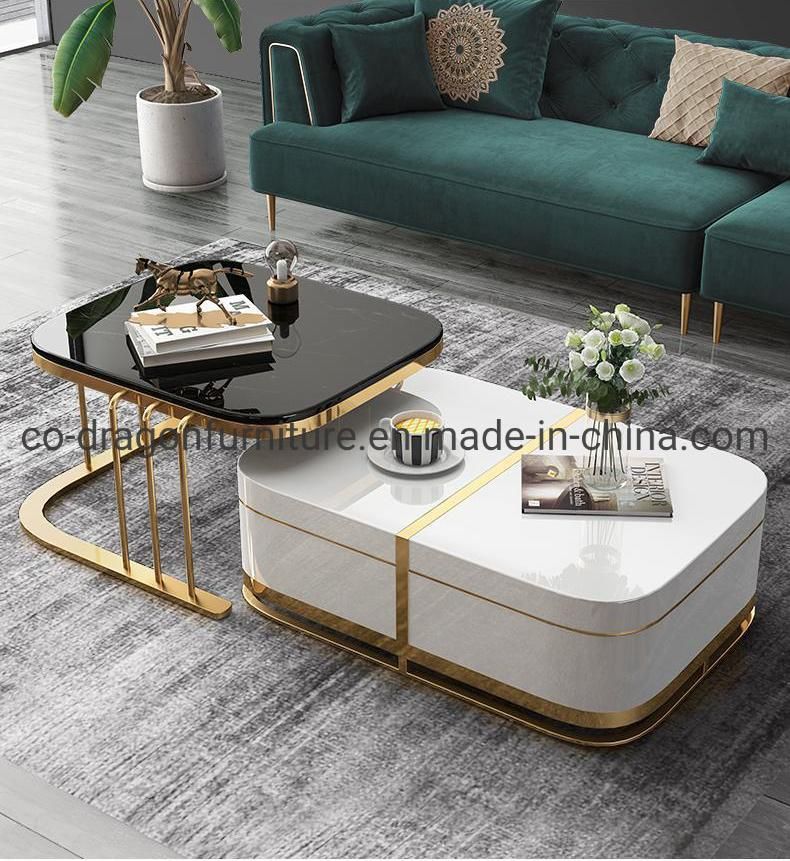 Gold Stainless Steel Height Coffee Table for Living Room Furniture