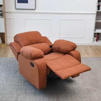 Living Room Sofa Manual Recliner Sofa Comfortable and Soft Fabric Sofa Orange Bright Warm Color Leisure Single One Seat Sofa Home Furniture