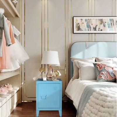 Home Furniture Metal Blue Storage Nightstand